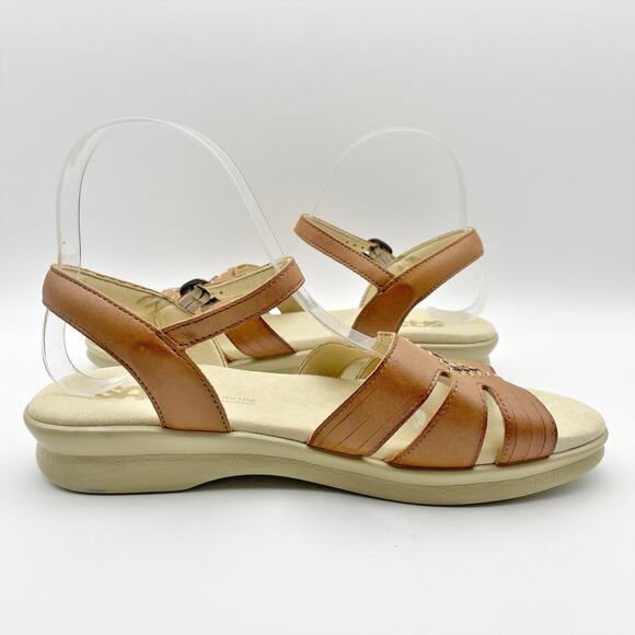SAS Womens Huarache Adjustable Strap Sandal US Size 7.5 N Tan Leather Flats NIB - Picture 4 of 12